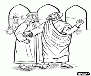 раскраска Священники злой с Иисусом