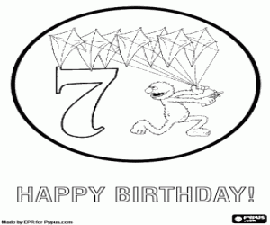 раскраска Семь лет день рождения и Гровер