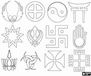 раскраска Символы мировых религий
