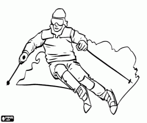 раскраска Скольжение для лыжников