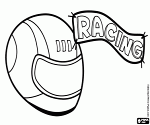 раскраска Слово Racing и шлем