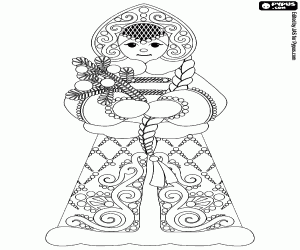 раскраска Снегурочка, славянские традиции