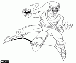 раскраска Супер злодей Зелёный Гоблин
