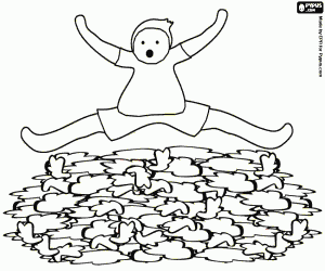 раскраска Сухие осенние листья и ребенка