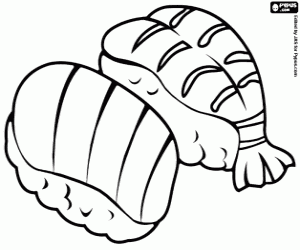 раскраска Суши, наиболее популярная японская еда