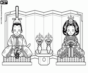 раскраска Сцена японской традиции