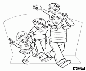 раскраска Счастливая семья на день отца