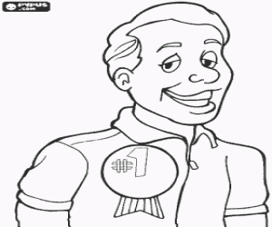 раскраска Счастливый папа с медалью