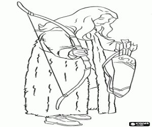 раскраска Сьюзен Певенси с луком и стрелами