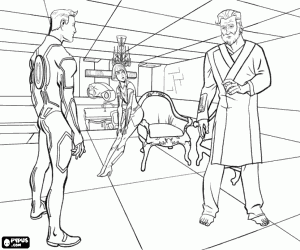 раскраска Сэм и Кевин Флинн, лицом к лицу