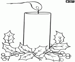 раскраска Таблица центральным с Свеча рождества