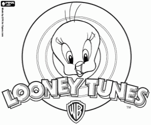 раскраска Твити и Looney Tunes логотип