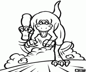 раскраска Ти-рекс динозавров, видели с фронта