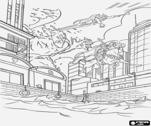 раскраска Тор против гигантского пожара