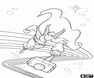 раскраска Тор и его могучий молот