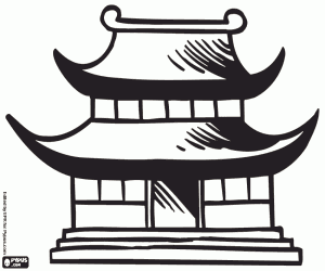 раскраска Традиционный дом в Японии