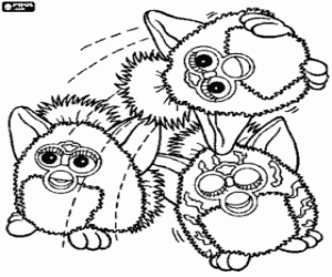 раскраска Три смешные Furbys