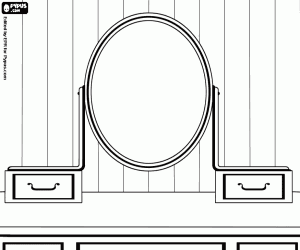 раскраска Туалетный столик с зеркалом