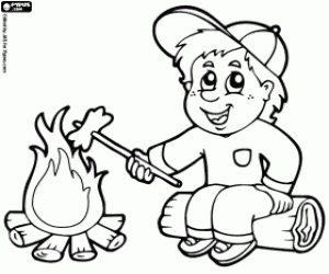 раскраска Туристы с колбасой