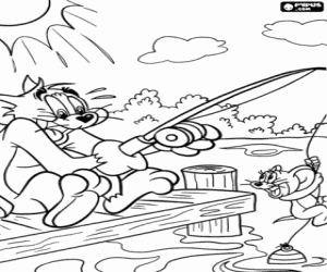 раскраска Удилище из тома и Джерри