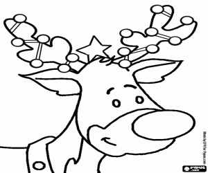 раскраска Украшенные Рудольф оленей голова