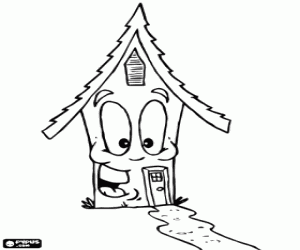 раскраска Улыбаясь дом и путь