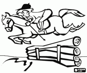 раскраска Упражнение в прыжках на конный спорт