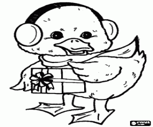 раскраска Утенок на холодное Рождество