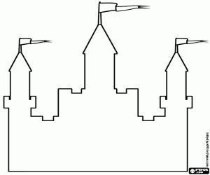 раскраска Фасад замка, контур