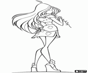 раскраска Фея Флора с цветком