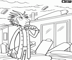 раскраска Флинт обеспокоены его изобретение