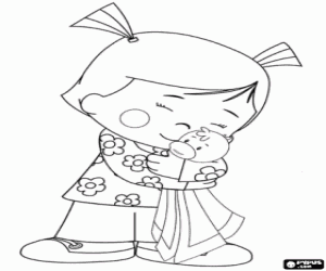 раскраска Хлоя обнимая ее одеяло