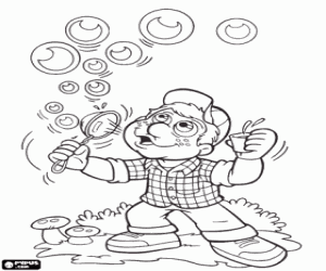 раскраска Хулио и мыльные пузыри