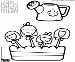 раскраска Цветы и полив может Jelly Jamm