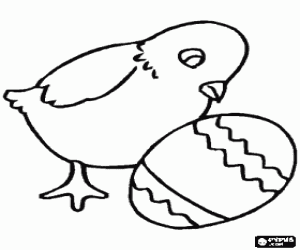 раскраска Цыпленок наблюдая Пасхальное яйцо