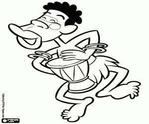 раскраска Человек с барабаном в Африке