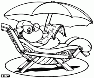 раскраска Человек с газетой на пляже