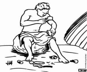 раскраска Человек с каменные инструменты