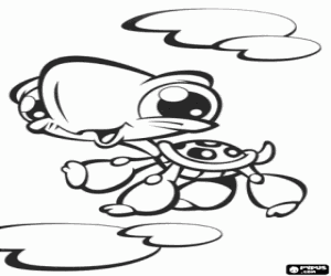 раскраска Черепаха с маленький PetShop