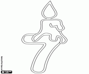 раскраска Число семь и свечу