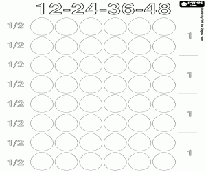 раскраска Чтобы подсчитать от 1 яйцо до 4 деся́тки