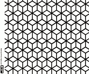 раскраска Шаблон, кубики в изометрической проекции