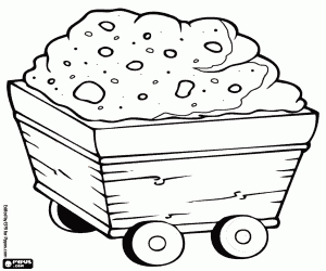 раскраска Шахта корзину с раскопок материала