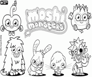 раскраска Шесть Moshi Monsters