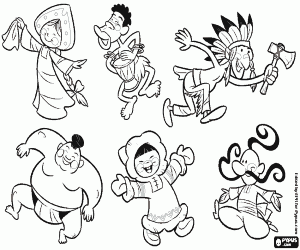 раскраска Шесть человек в мире