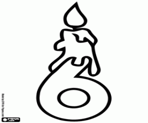 раскраска Шесть и свечи на день рождения