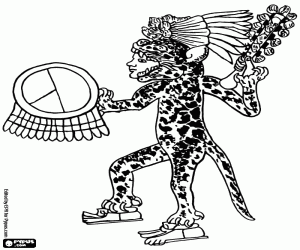 раскраска Ягуар ацтекский воин